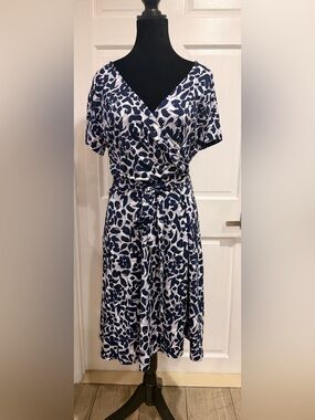 Leota Stretchy Knit Faux Wrap Dress